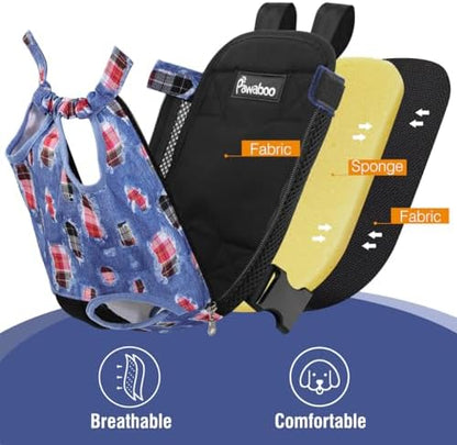 Pawaboo Pet Dog Carrier Backpack, Adjustable Pet Front Cat Dog Carrier Backpack Bag for Small Medium Dogs Cats Puppies, Legs Out, Easy-Fit for Traveling, L, Denim Blue - Image 5