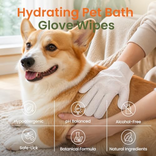 Pet Glove Wipes for Dogs, Quick Bathing & Grooming, Unscented 50ct - Image 6