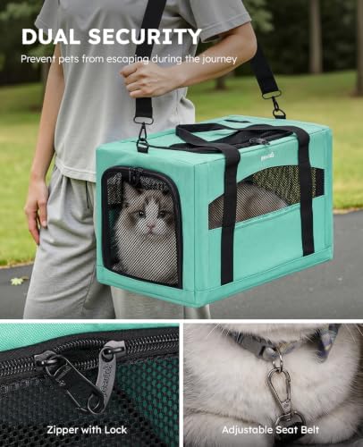 Pecute Cat Carrier Stable, Pet Carrier with Privacy Partition,Light Green - Image 3