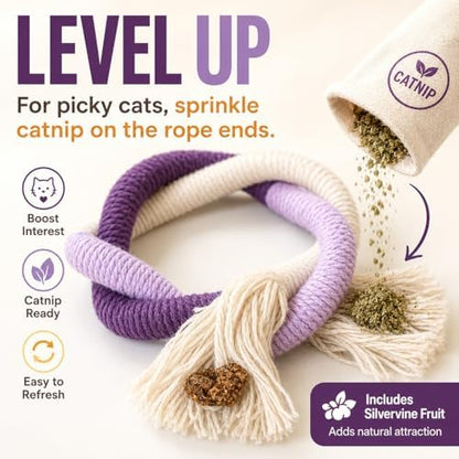 Bent Cat Rope Toy, Pet Chew Toys, Interactive Tease Toys for Cats and Kittens, Bite-Proof Playthings, Cotton Rope Kitten Toys Dental Care Stress Relief Pet Supplies (Extra Large 3 Pack) - Image 6