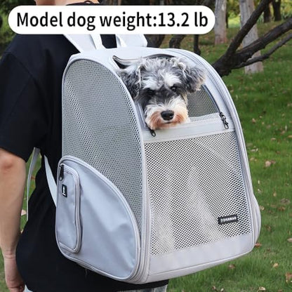 Pet Backpack Carrier ，Large Cat Carrier Backpack Up to 20 Lbs with Breathable Mesh, for Medium Large Cats or Small Dogs, Travel Hiking Camping Backpack (Gray-XL) - Image 4