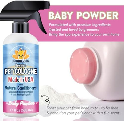 Bodhi Dog Premium Dog Cologne - Deodorizing Dog Perfume & Conditioner for Dogs & Cats - Natural Long Lasting Spray - Keeps Pets Fresh All Day - Gentle, Safe Formula, Made in USA - Baby Powder 17 Fl Oz - Image 4
