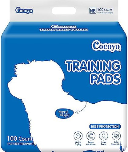 COCOYO Best Value Dog Training Pads | Dog Pee Pads | Super Absorbent Puppy Pads (17.5" x 23.5", 100 Count),Blue by COCOYO