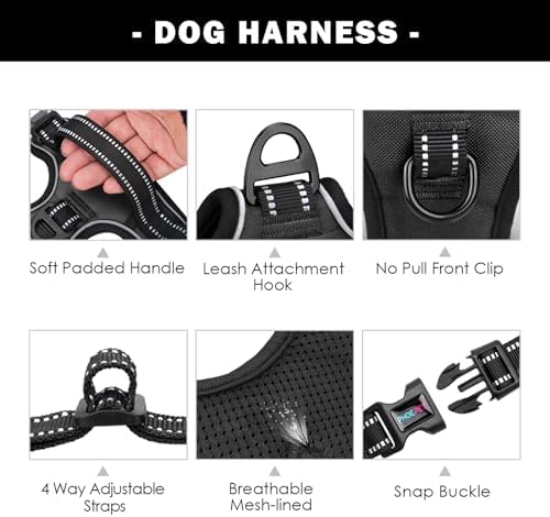 PHOEPET No Pull Dog Harness Medium Reflective Front Clip Vest with Handle - Image 4