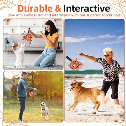 Diman Halloween Dog Toys, 7 Inch Dog Balls, Dog Soccer Ball with Straps - Image 5