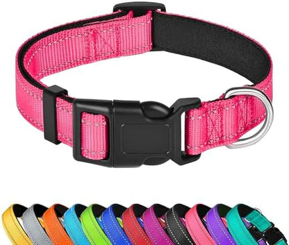 Reflective Dog Collar, Adjustable Soft Neoprene Padded,Hotpink,M by PWOD