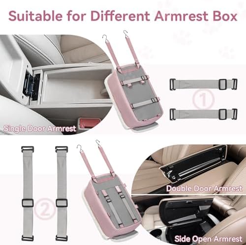 PETSFIT Cat Car Seat, Portable Console Dog Car Seat with Safe Protective Hooks, Luxury Pet Car Seat Includes Safety Leash and Storage Pocket for Pets Up to 9 lbs (Pink) - Image 5