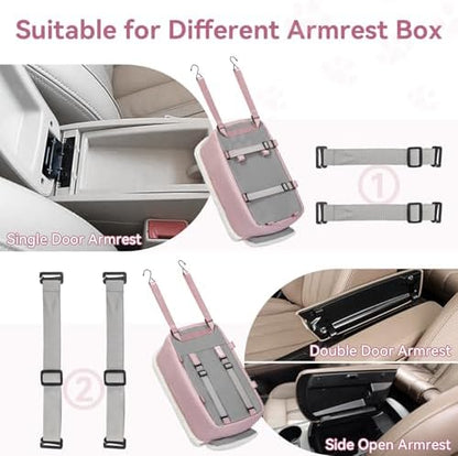 PETSFIT Cat Car Seat, Portable Console Dog Car Seat with Safe Protective Hooks, Luxury Pet Car Seat Includes Safety Leash and Storage Pocket for Pets Up to 9 lbs (Pink) - Image 5