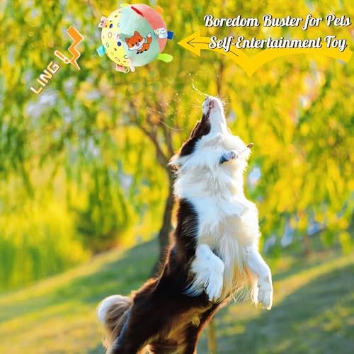 TRAVEYO Dog Toy Balls, Squeaky Plush Dog Balls with Colorful Sensory Tags & Built-in Bell, 6.3 Inch Soft Interactive Chew Fetch Toy for Indoor Outdoor Play, Suitable for Small Medium Large Dogs - Image 5