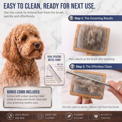 Slicker Brush for Dogs, Doodles, Poodles & Long Haired Cats - Image 2