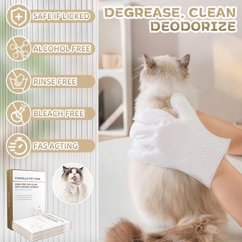 Pet Glove Wipes for Dogs & Cats, Rinse-Free, Individually Wrapped, 6 Count - Image 3