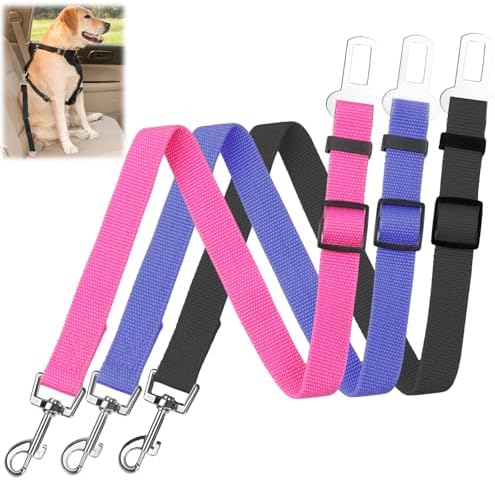 BLMHTWO 4PCS Dog Seat Belt, Adjustable Dog Car Harness by BLMHTWO