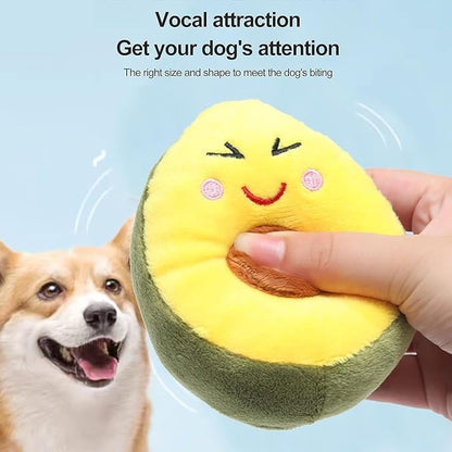 Yellow Dog Chew Toy, Avocado Squeaky Dog Toys,Tough and Chew Resistant, Creative Pet Toy,Soft Plush Avocado Shape Tooth Cleaning for Puppy, Small, Middle, Big Dogs Toys,Squeak Toys