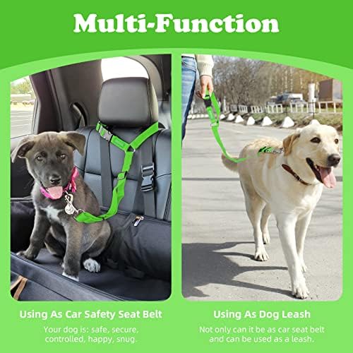 BWOGUE 2 Pack Dog Seat Belt for Car, Green Headrest Restraint Safety Strap - Image 6