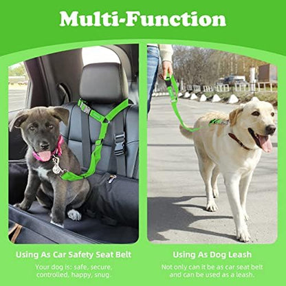 BWOGUE 2 Pack Dog Seat Belt for Car, Green Headrest Restraint Safety Strap - Image 6