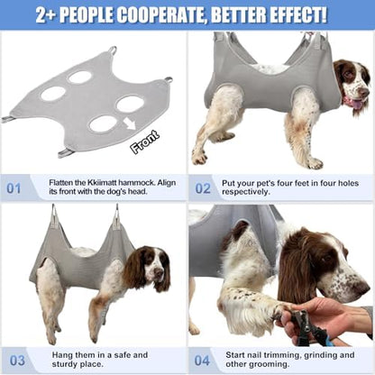Kkiimatt Dog Grooming Hammock Harness,XXX-Large Silver Grey Grooming Sling for Giant Dogs,Dog Hanger Holder Restraint for Nail Trimming, Hanging Harness Hammock for Nail Clipping - Image 5