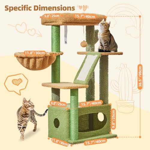 Taoqimiao Cactus, Cat Tree, 38.5In Cat Tower for Indoor Cats, for Kittens - Image 3