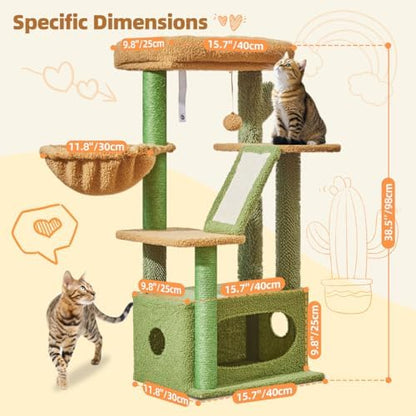 Taoqimiao Cactus, Cat Tree, 38.5In Cat Tower for Indoor Cats, for Kittens - Image 3