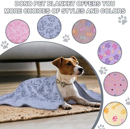 Dono 1 Pack 3 Dog Blankets, Soft Fluffy Fleece Pet Blanket Warm Sleep Mat Paw Print Design Puppy Kitten Throw Blankets Doggy Blanket for Dogs - Image 6