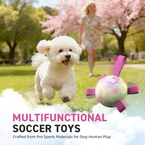 QDAN Dog Soccer Ball with Straps, Small Puppy Durable Dog Toys, 5 Inch - Image 3