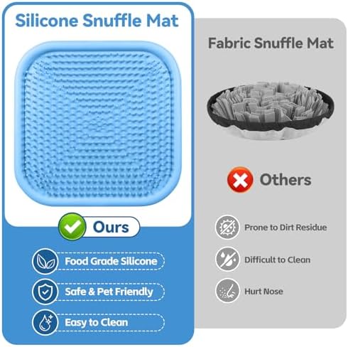 Snuffle Mat for Dogs 23.6" x 23.6" Silicone Large Slow Feeder Mat, Blue - Image 4