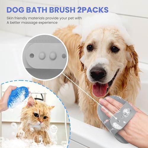 Self Cleaning Shedding Brush - 5-in-1 Professional Pet Grooming Kit Skin Friendly Grooming Tool for Dogs, Cats, and Puppies, Deshedding and Hair Removal for Long and Short Haired Pets（Blue-Grey） - Image 5