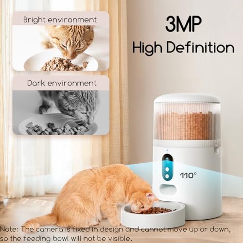 Automatic Cat Feeder with Camera, 3MP HD Video & Night Vision, 5G/2.4G WiFi Smart Pet Feeder with APP Control, 2-Way Audio, Motion Alerts, Low Food Sensor, Timed Cat Feeder for Cats & Dogs, 4L - Image 2