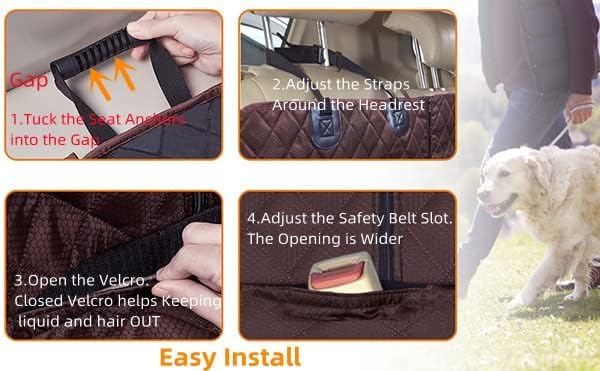 ANOSOSPECIAL Dog Car Seat Cover for Back Seat Cover for Kids,Non Stick Fur Rear Seat Protector for Pet,Nonslip Waterproof Universal Fit Interior Backseat Covers for Auto Van SUV (Large, Coffee Brown)