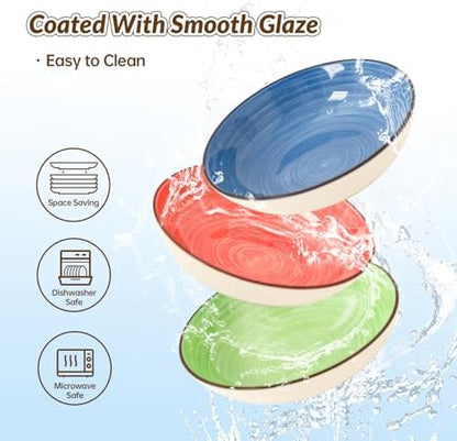 Colorful Ceramic Cat Bowls Set, 6 Pack Whisker-Friendly Cat Dishes for Food and Water, 5.7" Wide and Shallow Plates for Dry Wet Food, Ideal for Multi-Pet Homes, Microwave & Dishwasher Safe - Image 5