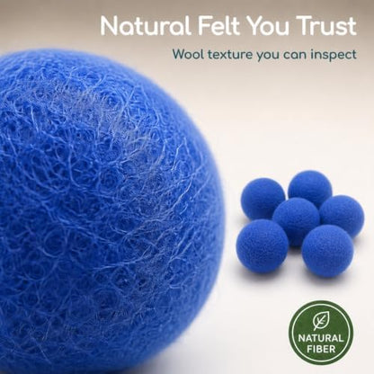 Wool Cat Toys - Felt Cat Toy Balls for Small Pet Fetch and Play - Eco Friendly Quiet Wool Ball Cat Toy for Cats and Kittens - Choose Your Colors 6PCS Blue - Image 6
