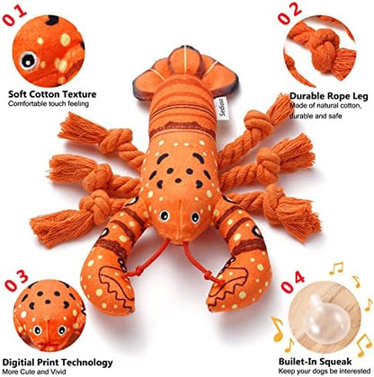 Sedioso Dog Toys, Dog Plush Toy for Large Breed, Cute Squeaky Dogs Toy with Crinkle Paper, Puppy Chew Toy for Small, Middle, Large Breed (Lobster) - Image 2