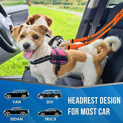 Lukovee Double Dog Car Seat Belt, No Tangle Headrest Restraint - Image 4