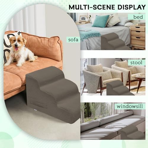 Mesa Lemon 3 Step Dog Stairs Pet Ramp for High Beds, Sofas and Cars - Image 6