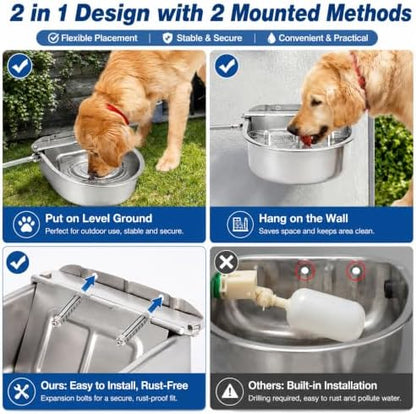 FHTONGE 304 Stainless Steel Automatic Dog Water Bowl Dispenser with Outfall - Image 3