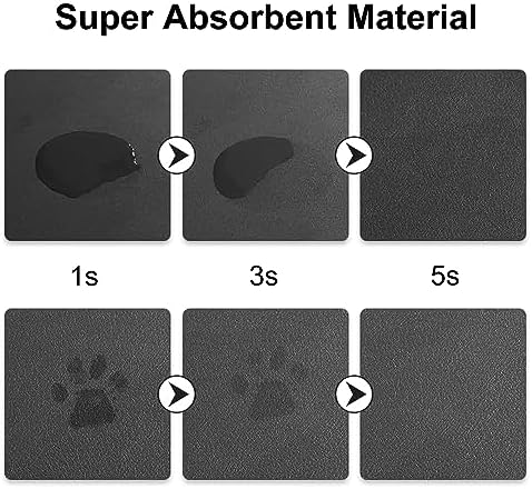 YCT Cat Food and Water Mat for Pets - Non Slip Super Absorbent Dog Bowl Mat, with Multiple Cat Heads Logo - 24 x 16.9 Inches, Black - Image 6