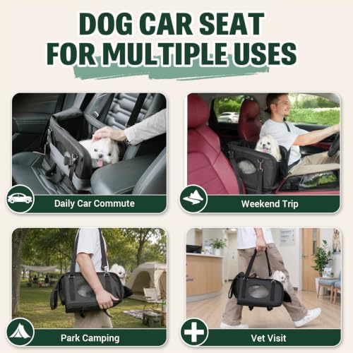 Center Console Dog Car Seat for Small Dogs & Cats Under 15lbs Black - Image 6