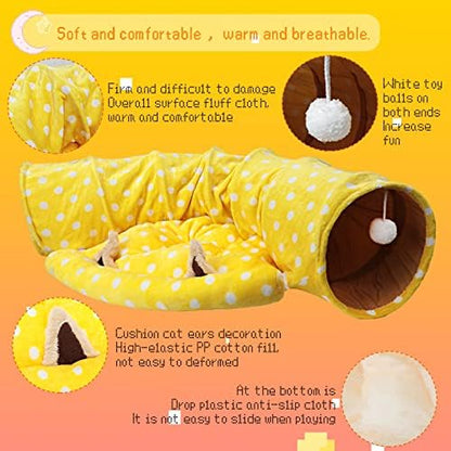 BWOGUE Bunny Tunnel Bed, 2-in-1 Collapsible Rabbit Tunnel Hideout with Mat - Image 3