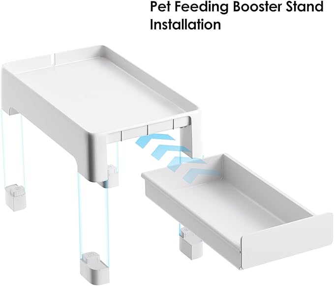 Adjustable Automatic Cat Feeder Stand, Raised Pet Feeder Stand for Cats and Dogs Neck Health, Non-Slip Elevated Holder Fits Most Automatic Feeders & Water Dispensers, White (Holder ONLY)