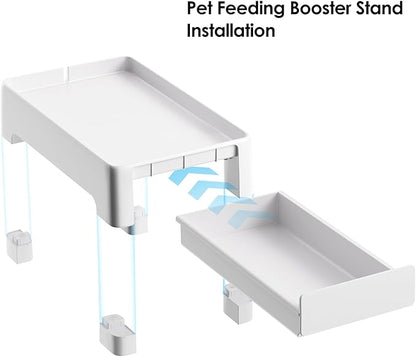 Adjustable Automatic Cat Feeder Stand, Raised Pet Feeder Stand for Cats and Dogs Neck Health, Non-Slip Elevated Holder Fits Most Automatic Feeders & Water Dispensers, White (Holder ONLY)