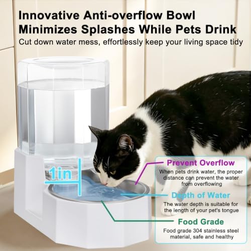 Sfozstra 4L Stainless Steel Gravity Water Dispenser:Cat Bowl - Image 3