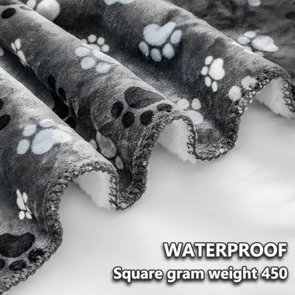 Waterproof Dog Blanket, Pattern Printing Super Soft Warm Fluffy Facecloth Sofa Car Bed Protector, Urine Proof Washable Outdoor Pet Blanket for Puppy Large Dogs & Cats(paw & Bone80*60) - Image 3