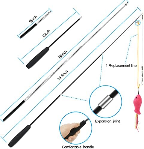 ZPH Cat Toys,Interactive Feather Variety Pack for Cats Wand Kitten Toy-Includ Cat Exercise Toy Fluffy Mouse Worms&Fish - Image 2