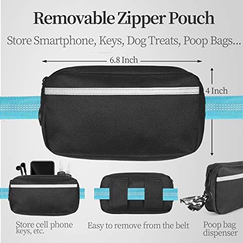 iYoShop Hands Free Dog Leash with Zipper Pouch, Large, 25-120 lbs, Blue - Image 2