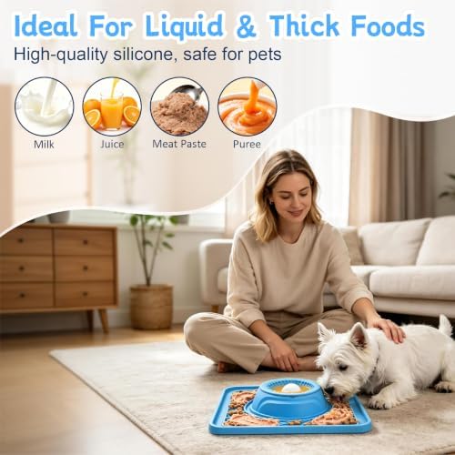 Slow Feeder Dog Bowl & Lick Mat,2-in-1 Dog Lick Bowl with Interactive Rolling Ball for Liquid and Thick Treats,Anti-Slip Dog Lick Bowl for Dogs & Cats - Image 3