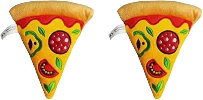 Glow Pups Pizza Slice Dog Toy, Squeaky Plush Toys for Small and Medium Dogs, Easy to Clean, Promotes Mental Stimulation, Interactive Playtime, Dog Pizza Toy - Peach (2 Pack)