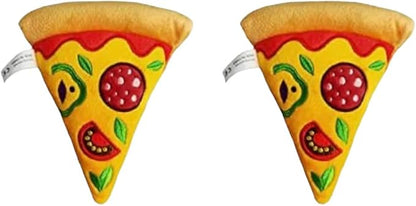 Glow Pups Pizza Slice Dog Toy, Squeaky Plush Toys for Small and Medium Dogs, Easy to Clean, Promotes Mental Stimulation, Interactive Playtime, Dog Pizza Toy - Peach (2 Pack)