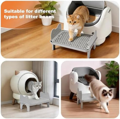 Uross Cat Litter Box Step, Extra Large Litter Box Ramp/Stairs with Detachable Splash-Proof Side Baffles, Anti-Tracking Litter Catcher, Easy to Clean, Non-Slip Step for Small & Elderly Cats (Grey) - Image 6