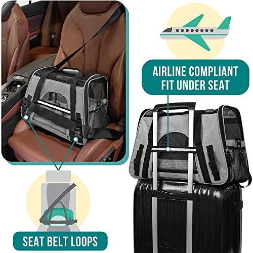 PetAmi Airline Approved Pet Carrier for Cats & Small Dogs, Small Light Gray - Image 6