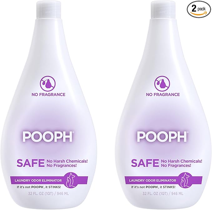 Pooph Laundry Additive 2 Pack 32oz Odor Eliminator for Clothes Pet Urine Smell Remover Fragrance Free Laundry Booster for Dogs Cats Sweat Smoke Odor