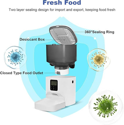 ANDOLL HOME Automatic Cat Feeder, 4L Cat Food Dispenser with 10s Voice Recorder, Pet Feeder up to 8 Meals per Day, Timed Dog Feeder with Dry Food Sealed Ring